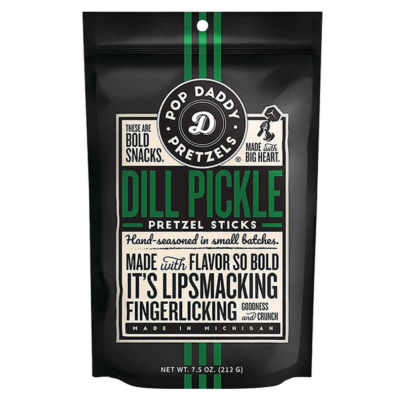 Wholesale Pop Daddy Dill Pickle Pretzels 7.5 Oz Pouch - 12ct Case Bulk