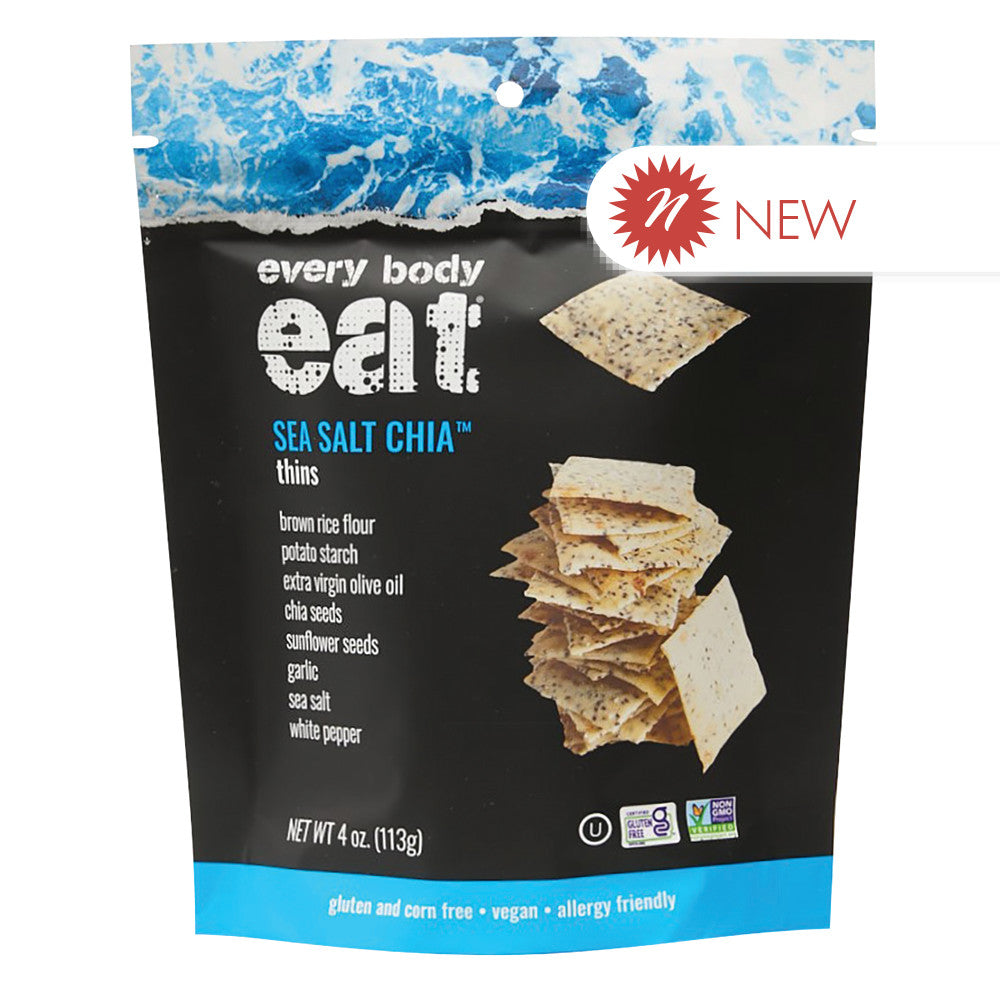 Wholesale Every Body Eat Sea Salt Chia Thins 4 Oz Pouch- Bulk