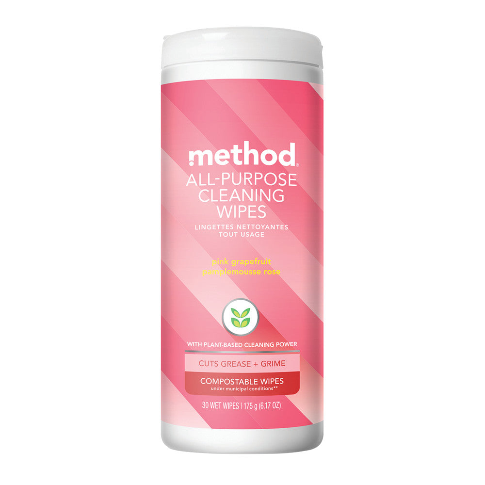 Method Pink Grapefruit All Purpose Cleaner Wipes 6.17 Oz Tube