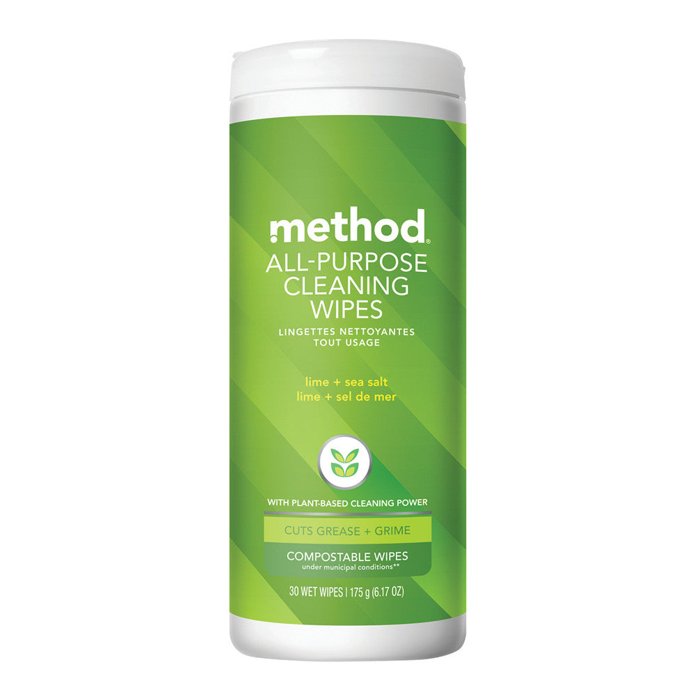 Wholesale Method Lime & Sea Salt All Purpose Cleaner Wipes 6.17 Oz Tube- Bulk