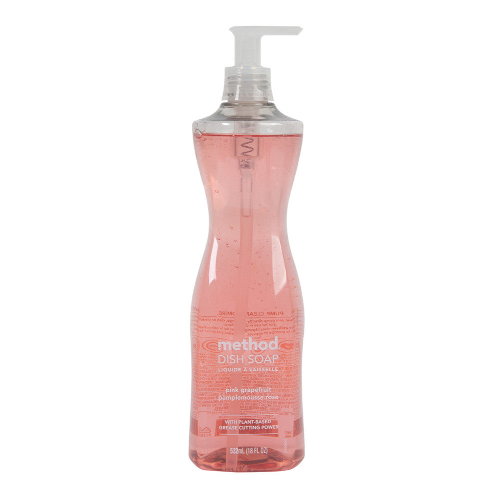 Wholesale Method Pink Grapefruit Dish Soap 18 Oz Pump Bottle- Bulk