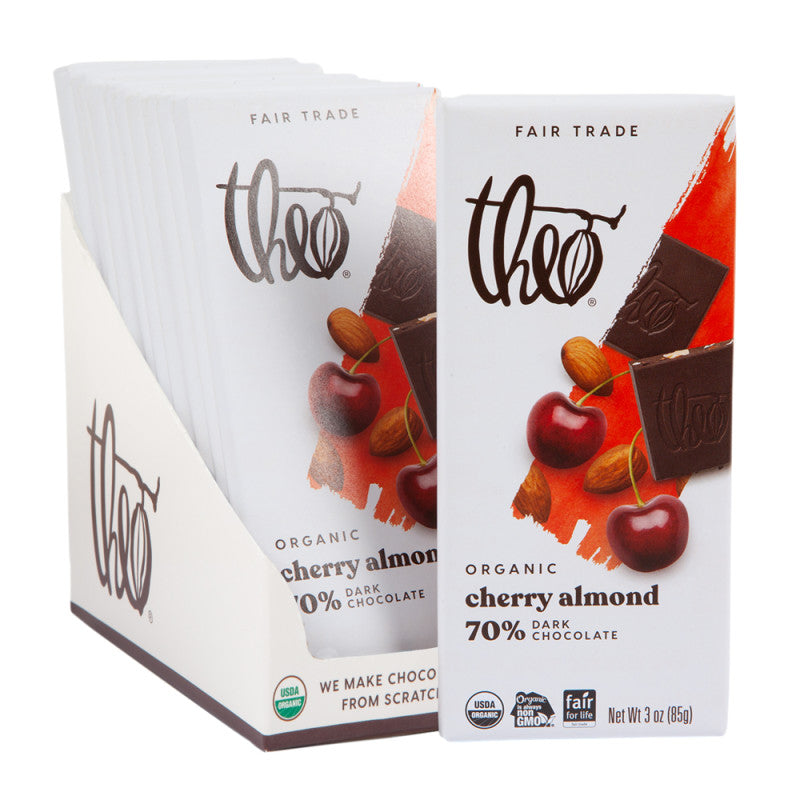 Wholesale Theo Dark Chocolate Cherry Almond 3 Oz Bar Bulk