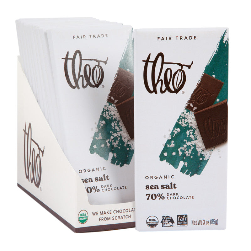 Wholesale Theo 70% Dark Chocolate Sea Salt 3 Oz Bar Bulk