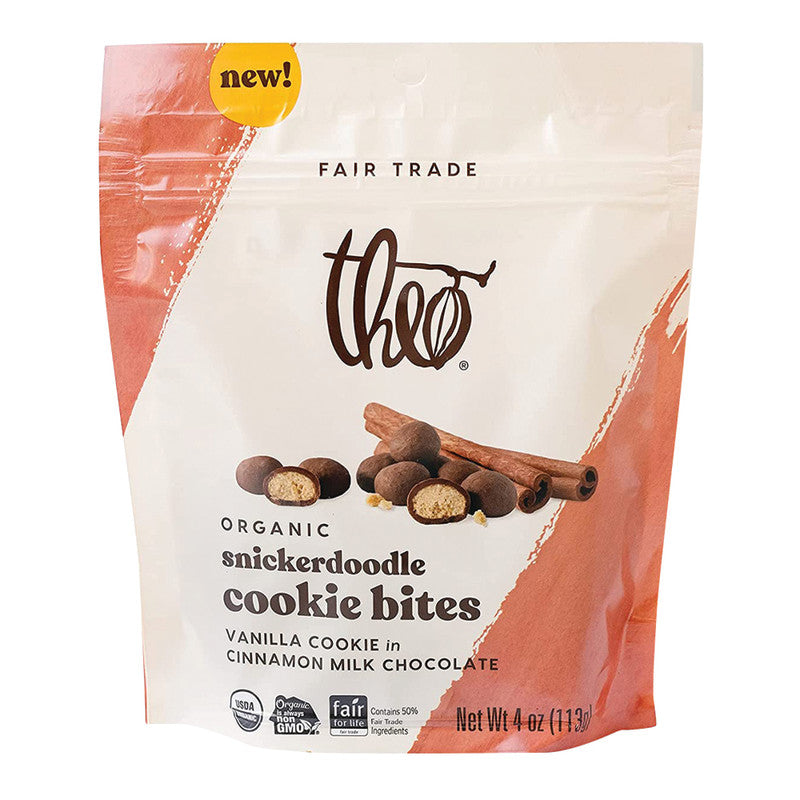 Wholesale Theo Organic Snickerdoodle Cookie Bites 4 Oz Pouch- Bulk