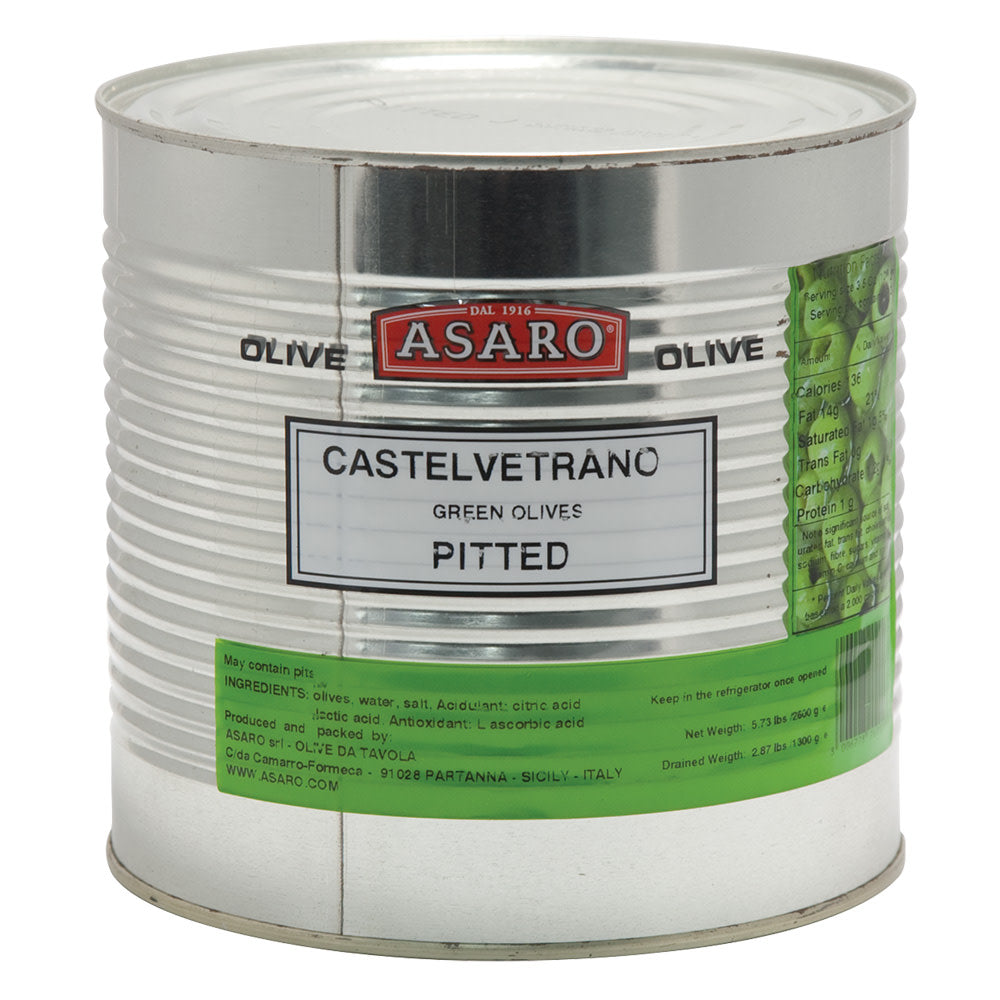 Wholesale Partanna Castelvetrano Green Pitted Olives 5.07 Lb Can- Bulk