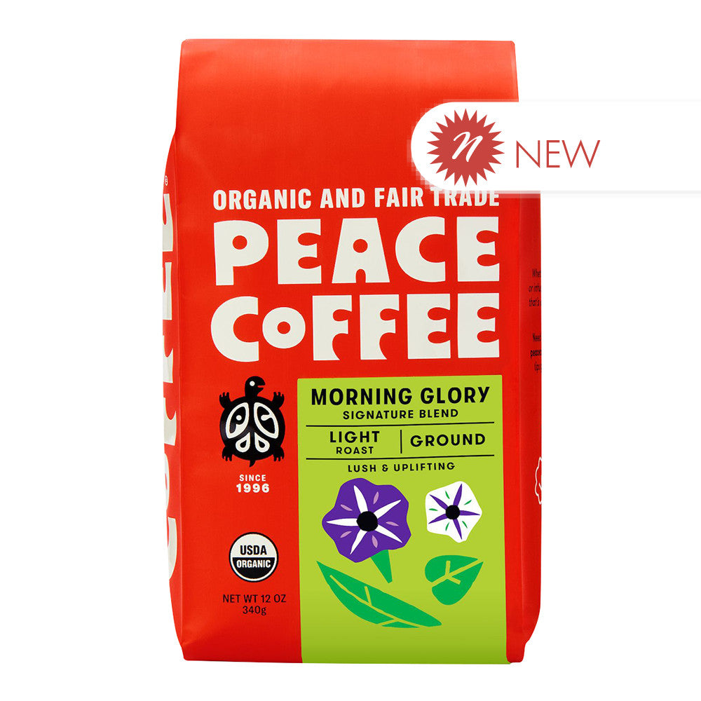 Peace Coffee Ground Morning Glory Light Roasted 12 Oz Pouch