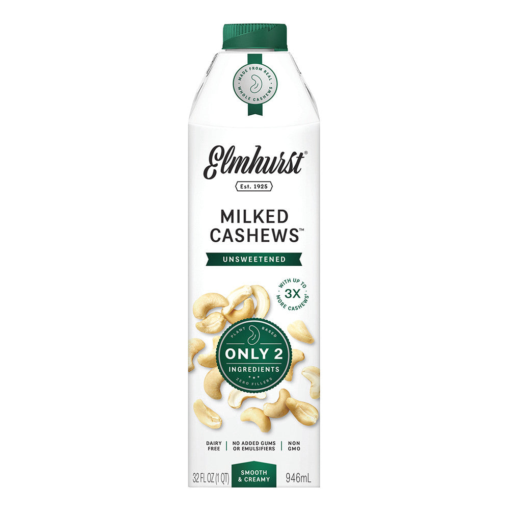 Elmhurst Unsweetened Cashew Milk 32 Oz Carton
