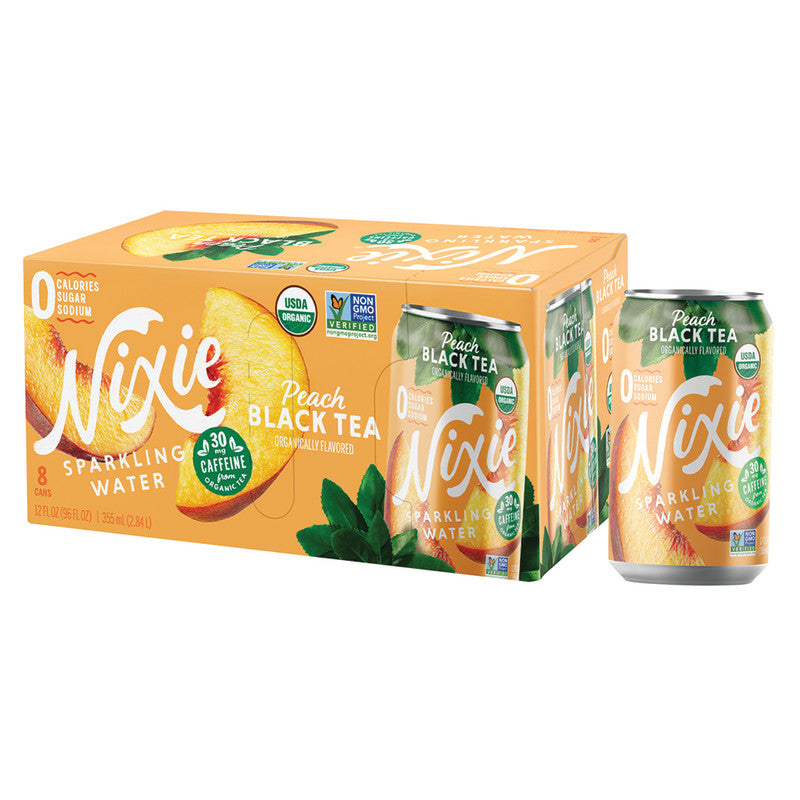 Wholesale Nixie Organic Peach Black Tea Sparkling Water 3 Pack 12 Oz Can- Bulk