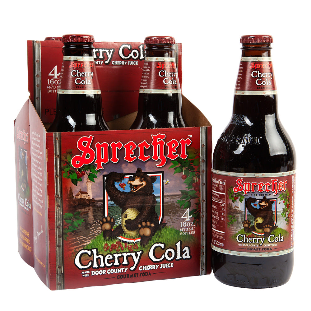 Sprecher Soda Cherry Cola 16 Oz Bottle 4 Pack