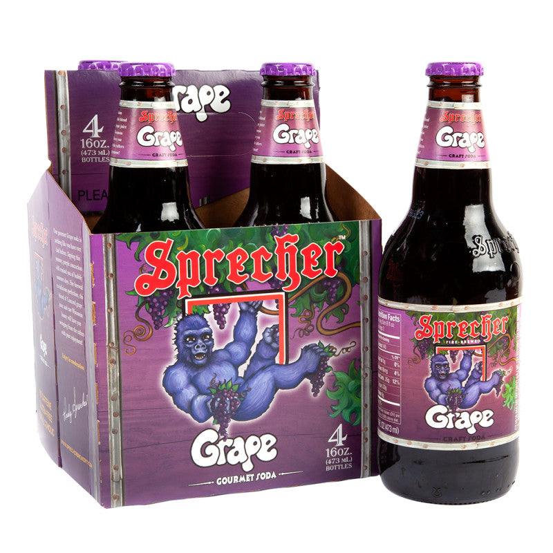 Wholesale Sprecher Gorilla Grape Soda 16 Oz Bottle 4 Pack Bulk