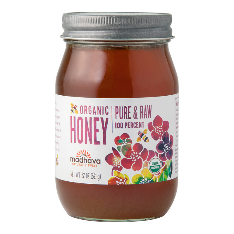 Wholesale Madhava Organic Pure & Raw Honey 22 Oz Jar - 6ct Case Bulk
