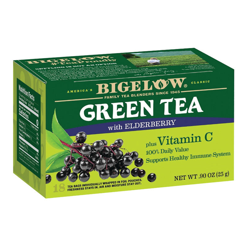 Wholesale Bigelow Green Tea With Elderberry 18 Count Box - 6ct Case Bulk