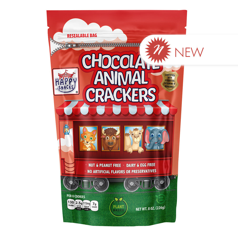 Happy Snacks - Chocolate Animal Crackers Pouch 8Oz