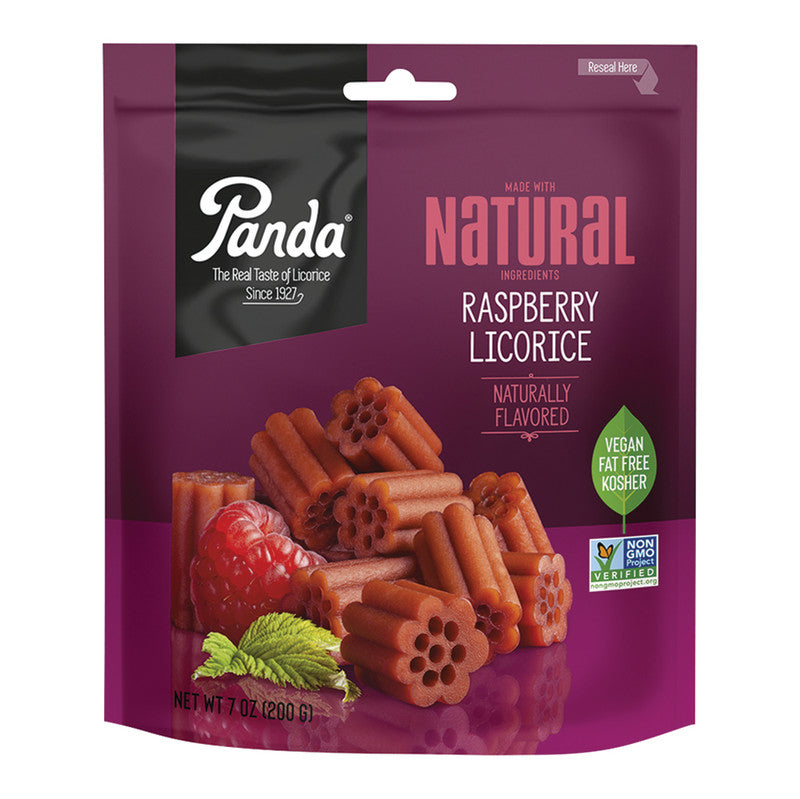 Wholesale Panda Raspberry Licorice Chews 7 Oz Pouch- Bulk