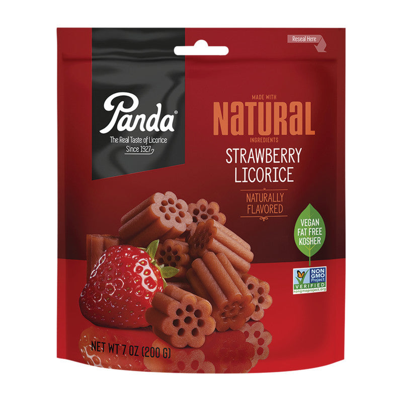 Wholesale Panda Strawberry Licorice Chews 7 Oz Pouch Bulk