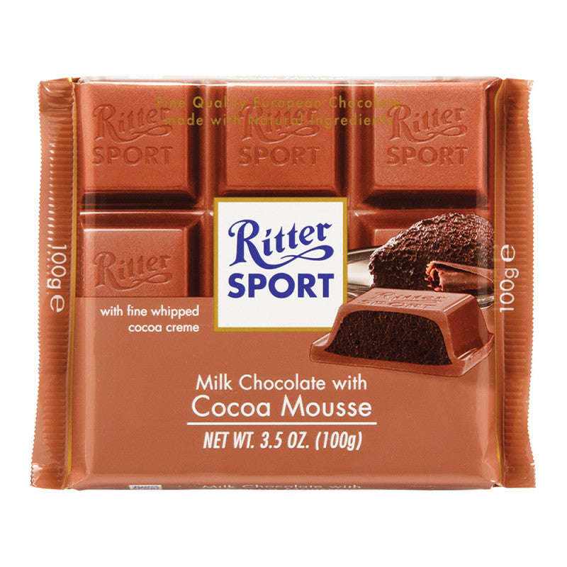Wholesale Ritter Sport Milk Chocolate With Cocoa Mousse 3.5 Oz Bar- Bulk