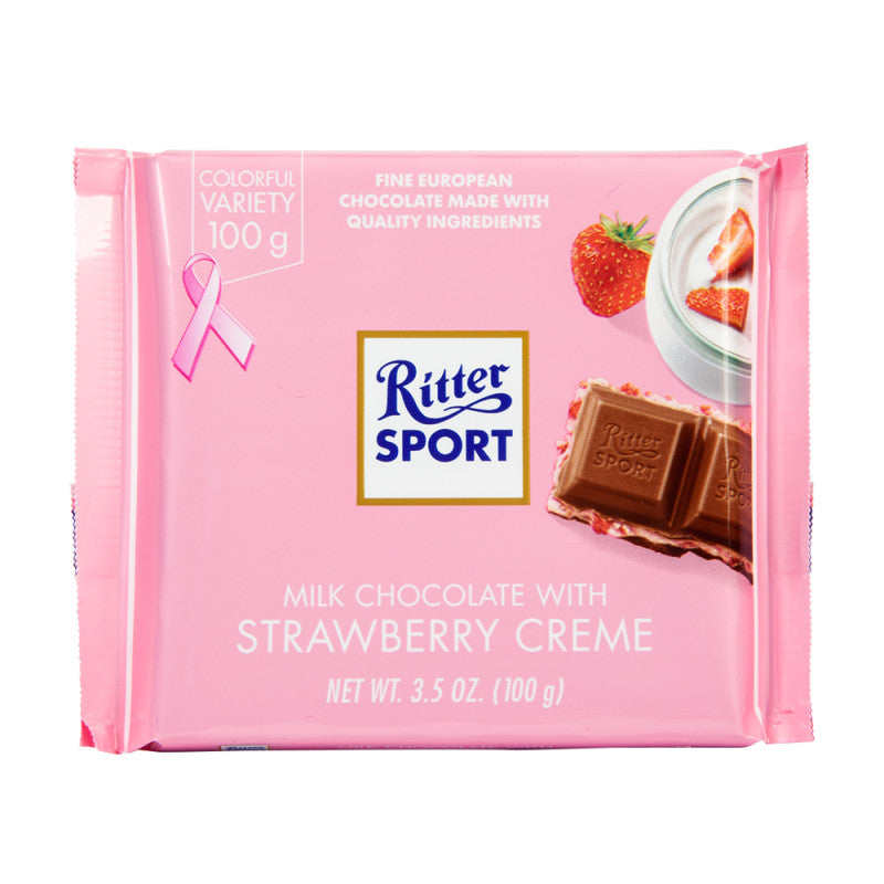 Wholesale Ritter Sport Milk Chocolate With Strawberry Creme 3.5 Oz- Bulk