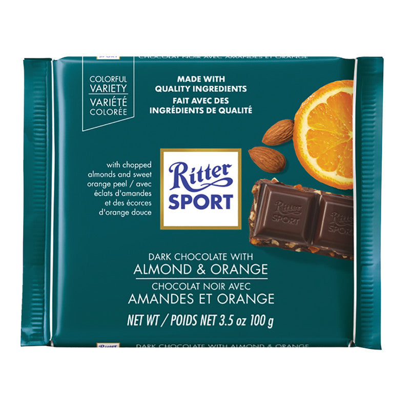 Wholesale Ritter Sport Dark Chocolate With Almonds & Orange 3.5 Oz Bulk