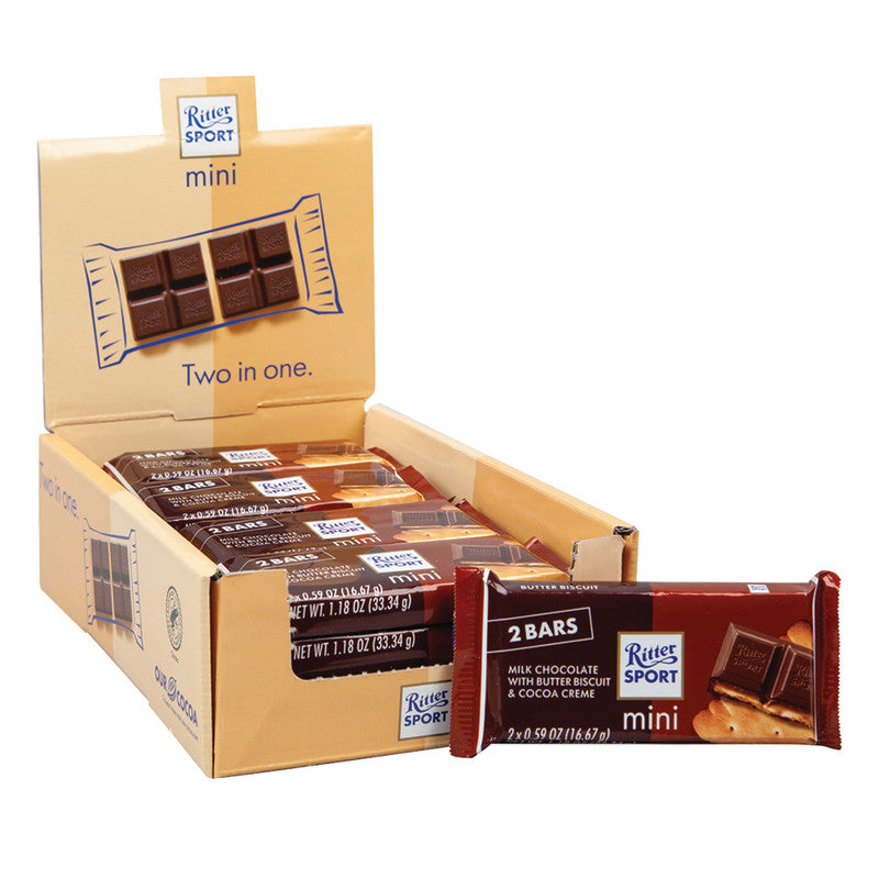 Wholesale Ritter Sport Mini 2-Pack Milk Chocolate With Butter Biscuits 1.18 Oz- Bulk