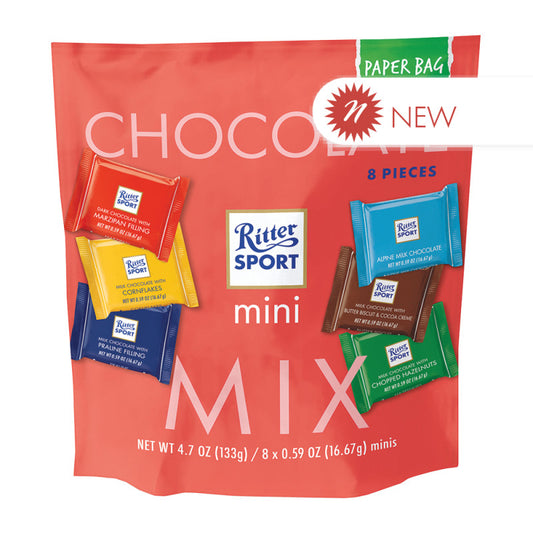 Wholesale Ritter Sport Mini 8 Piece Chocolate Mix 4.7 Oz Pouch- Bulk