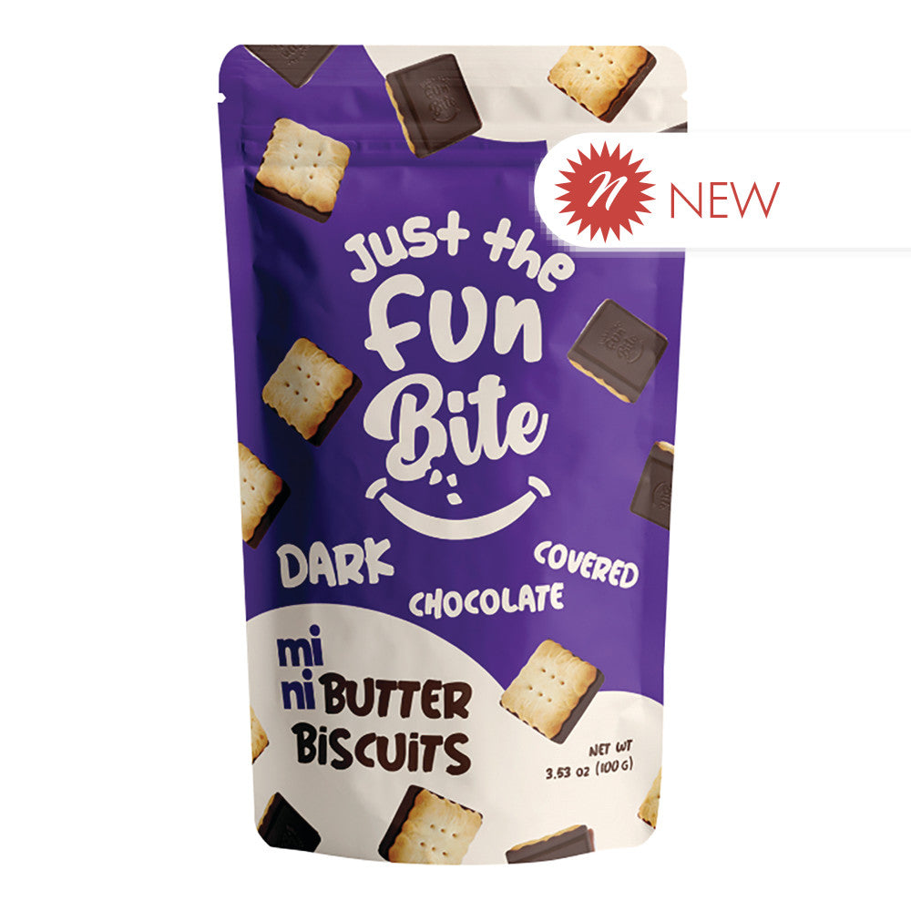 Just The Fun Bite Mini Butter Biscuits Dark Chocolate 3.53 Oz