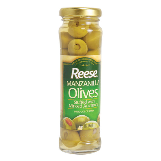 Wholesale Reese Manzanilla Anchovy Stuffed Olives 3 Oz Jar- Bulk