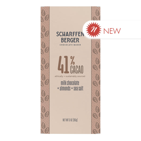 Wholesale Scharffen Berger 41% Cacao Milk Chocolate Almonds Seat Salt 3 Oz Bar- Bulk