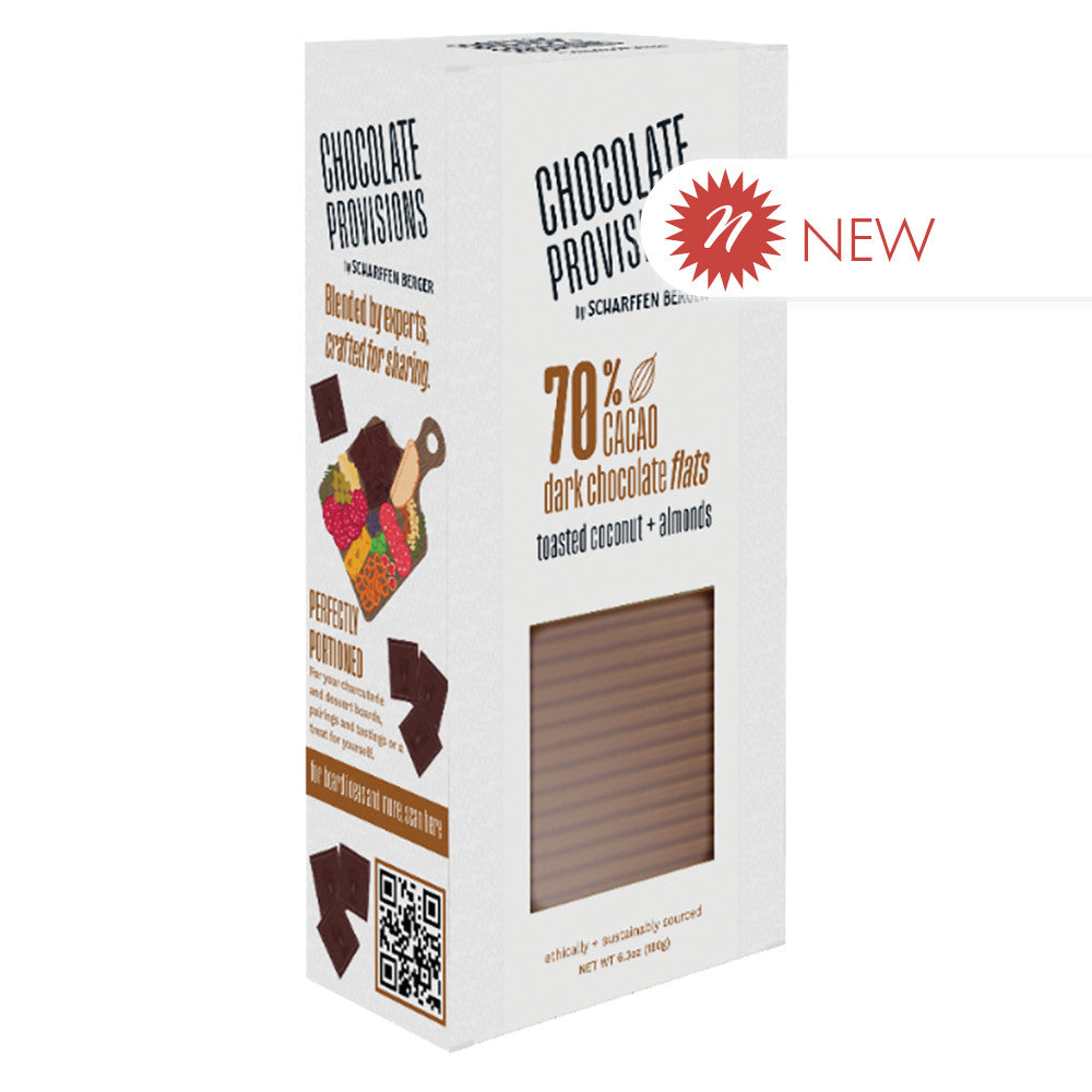 Wholesale Scharffen Berger 70% Dark Chocolate Flats With Toasted Coconut And Almonds 6.3 Oz Box Bulk