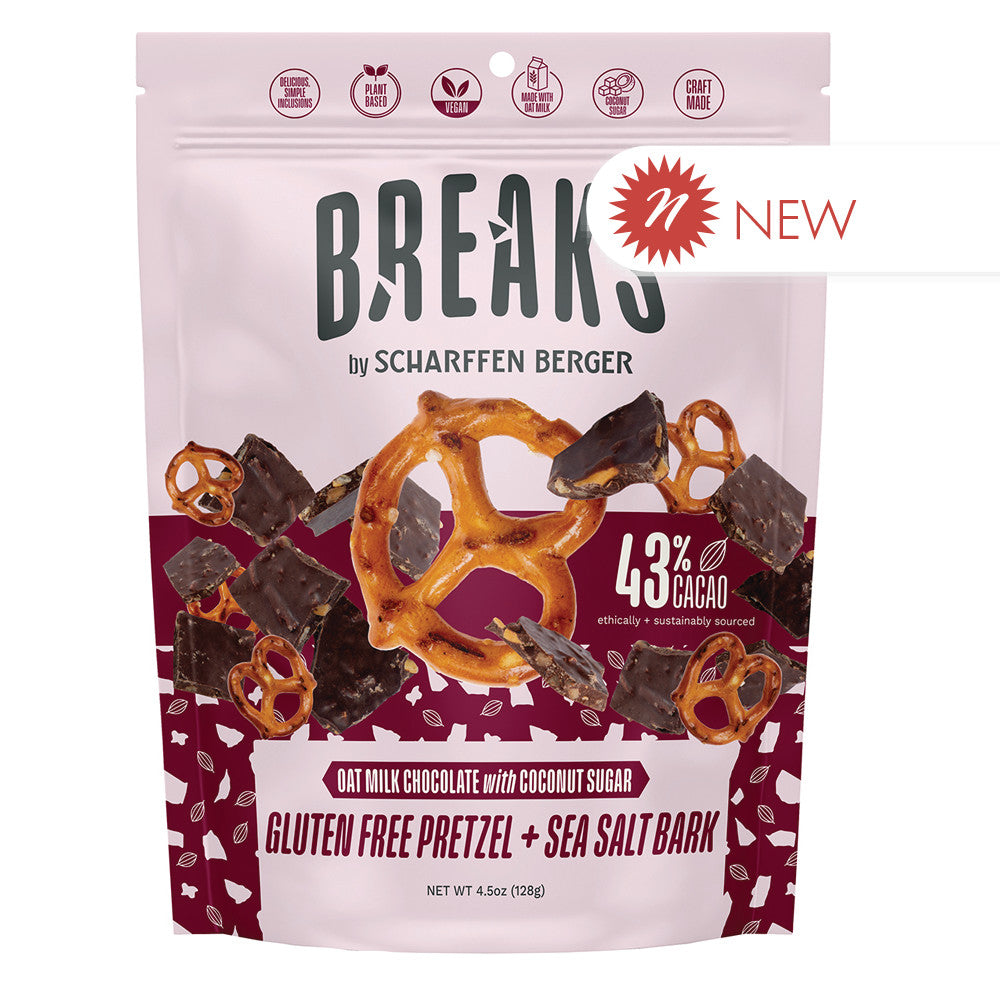 Wholesale Scharffen Berger Breaks 43% Cacao Oat Milk Chocolate Pretzel And Sea Salt Bark 4.5 Oz Bag Bulk