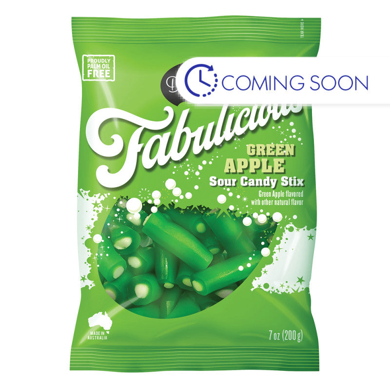 Wholesale Darrell Lea Fabulicious Green Apple Sour Candy Stix 7 Oz Bag- Bulk