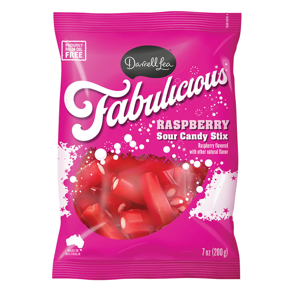 Darrell Lea Raspberry Sour Candy Stix 7 Oz Bag
