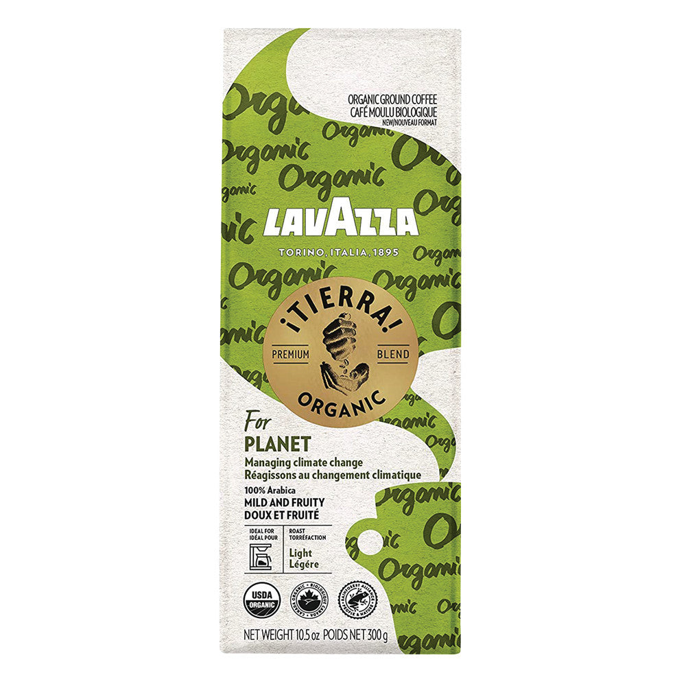 Lavazza Tierra Organic Ground Coffee For Planet Managing Climate Change 10.5 Oz Bag
