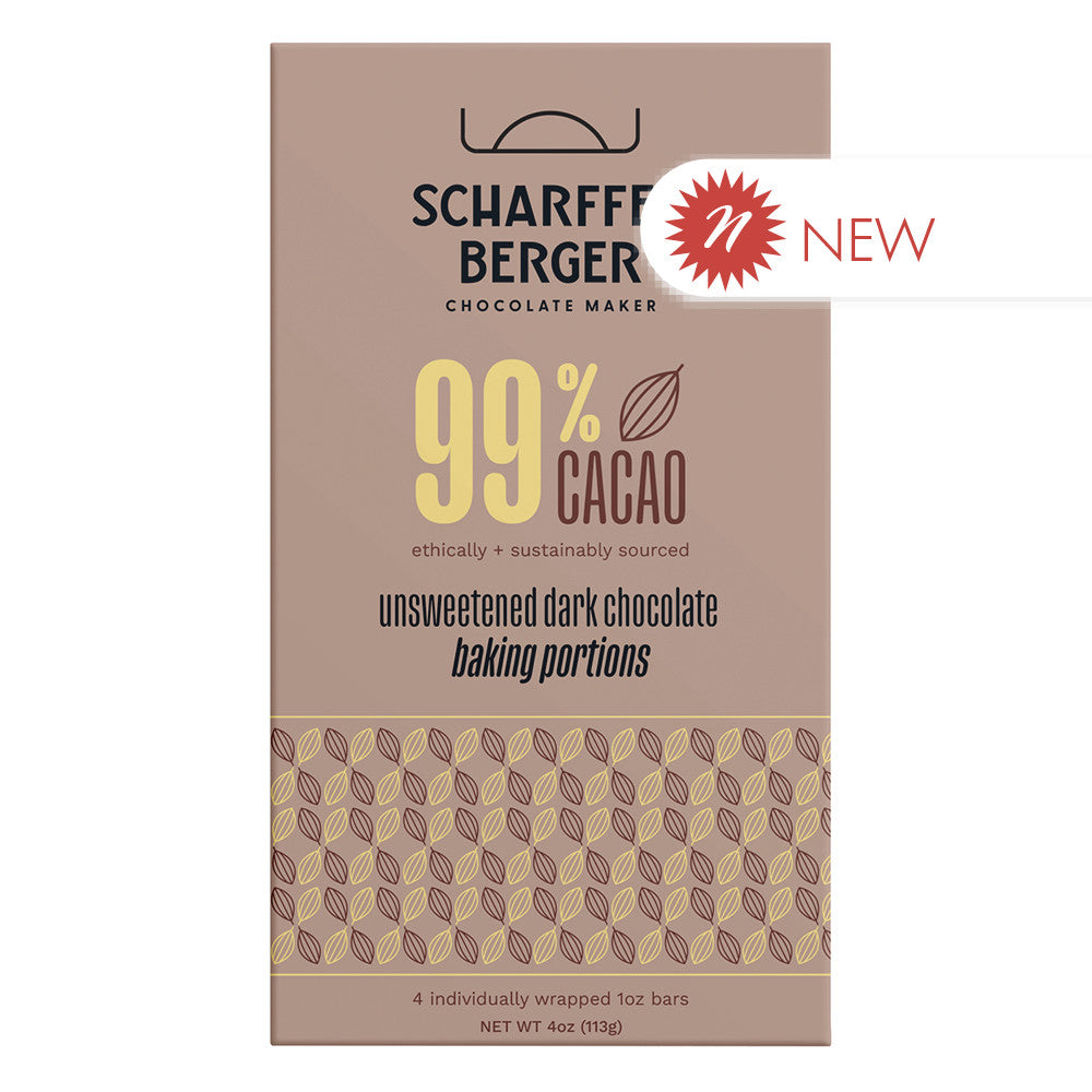 Wholesale Scharffen Berger 99% Cacao Unsweetened Dark Chocolate Baking Portions 4 Oz Bulk