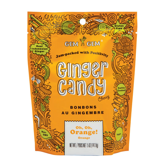 Wholesale Gem Gem Chewy Orange Ginger Candy 5 Oz Pouch- Bulk