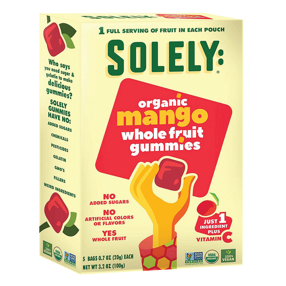 Wholesale Solely Organic Mango Whole Fruit Gummies 3.5 Oz Box Bulk