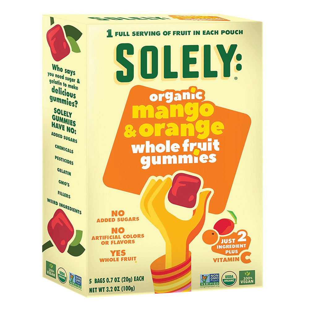 Wholesale Solely Organic Mango & Orange Whole Fruit Gummies 3.5 Oz Box Bulk