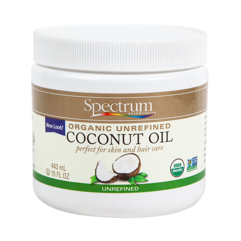 Spectrum Organic Unrefined Coconut Oil Skin Hair 15 Oz Jar
