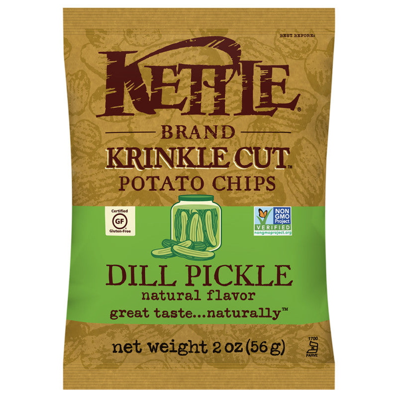 Wholesale Kettle Thick And Bold Dill Pickle Potato Chips 2 Oz Bag - 24ct Case Bulk