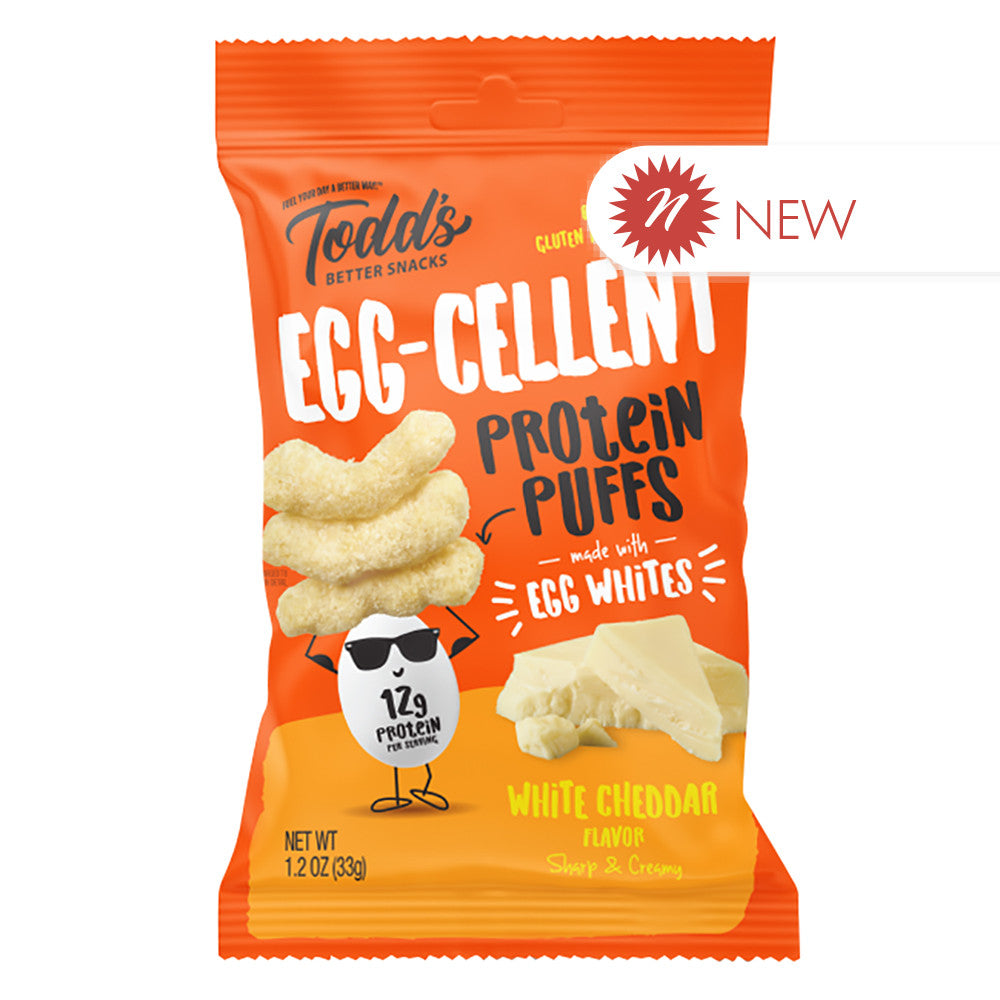 Wholesale Todd'S - Eggcellent Protein Puf White Cheddar - 1.2Oz-10ct Case Bulk