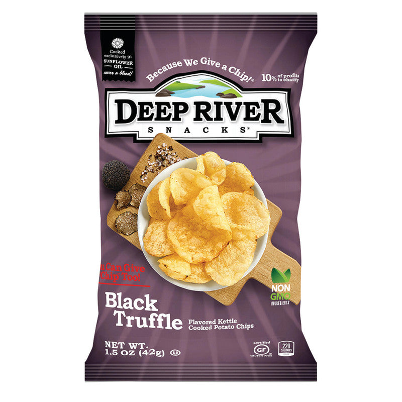 Wholesale Deep River Black Truffle Kettle Cooked Potato Chips 1.5 Oz Bag - 24ct Case Bulk