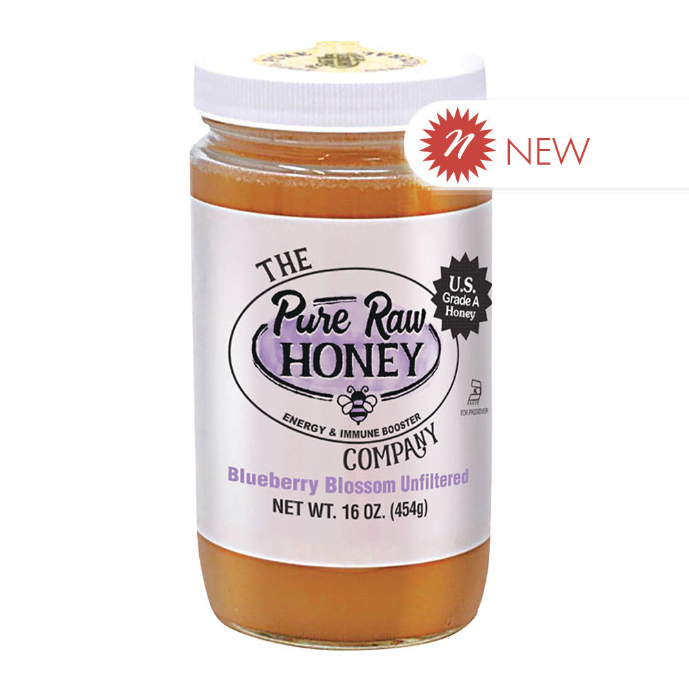Wholesale Pure Raw Honey Company Blueberry Blossom Unfiltered 16 Oz Jar Bulk