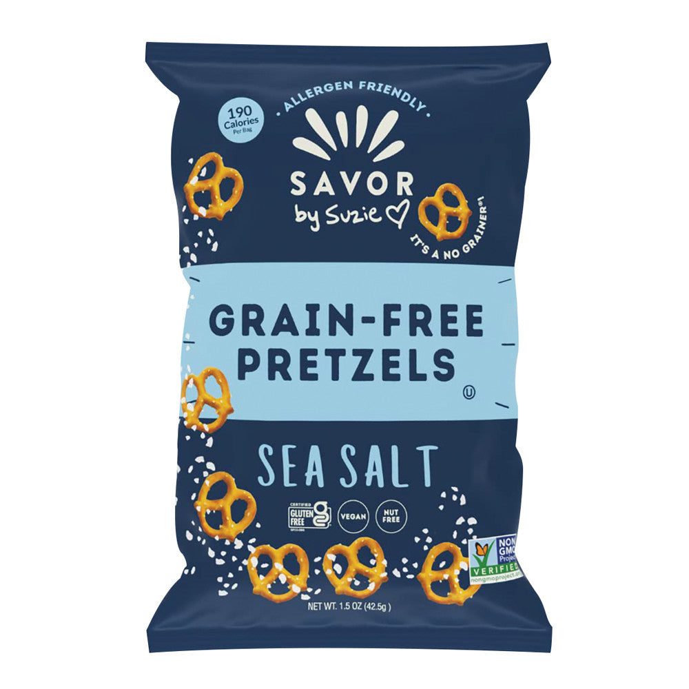 Wholesale Savor By Suzie Grain Free Sea Salt Pretzels 1.5 Oz Bag- Bulk
