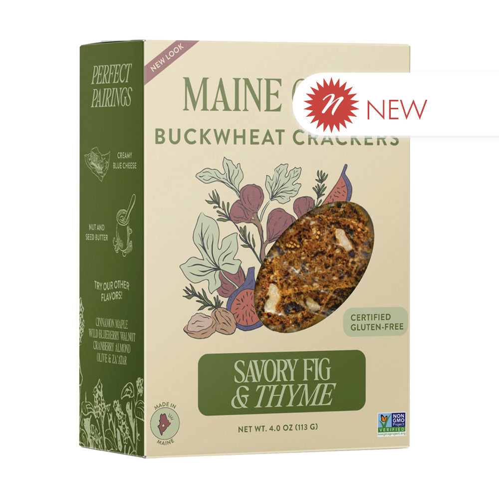 Wholesale Maine Crisp Buckwheat Crackers Savory Fig & Thyme 4 Oz Box- Bulk