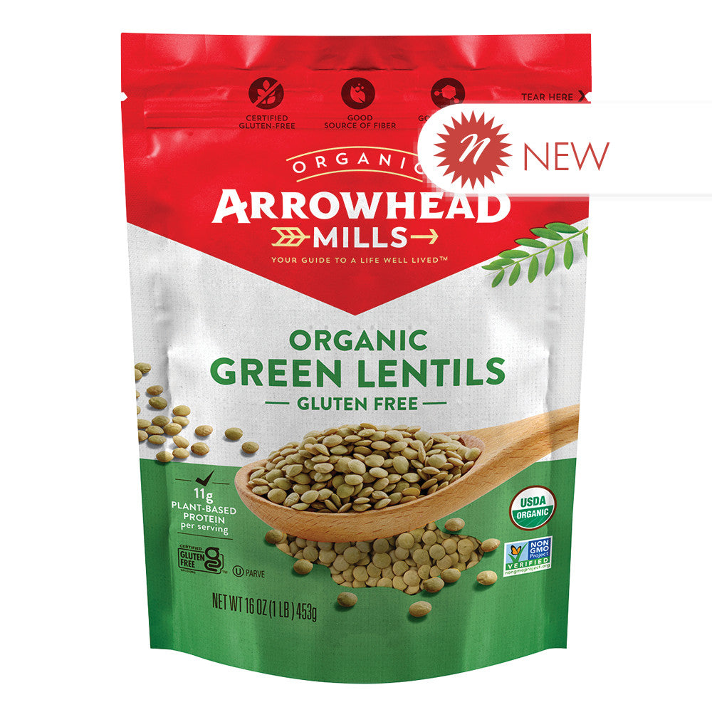 Wholesale Arrowhead Mills Organic Green Lentils 16 Oz Bag Bulk