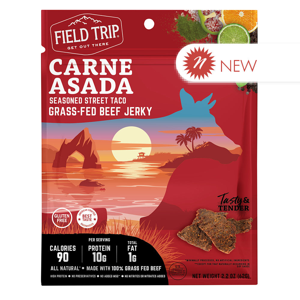 Wholesale Field Trip Beef Jerky Carne Asada Street Taco 2.2 Oz Pouch- Bulk