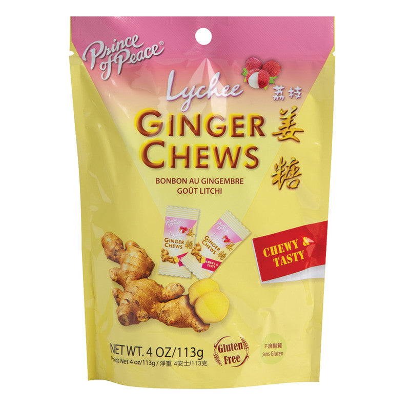Wholesale Prince Of Peace Lychee Ginger Chews 4 Oz Pouch Bulk