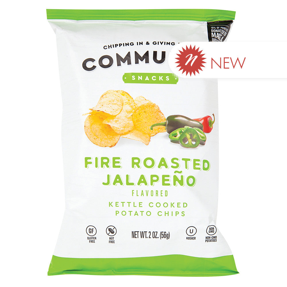 Wholesale Community Snacks Fire Roasted Jalapeno Kettle Cooked Potato Chips 2 Oz Bag-20ct Case Bulk