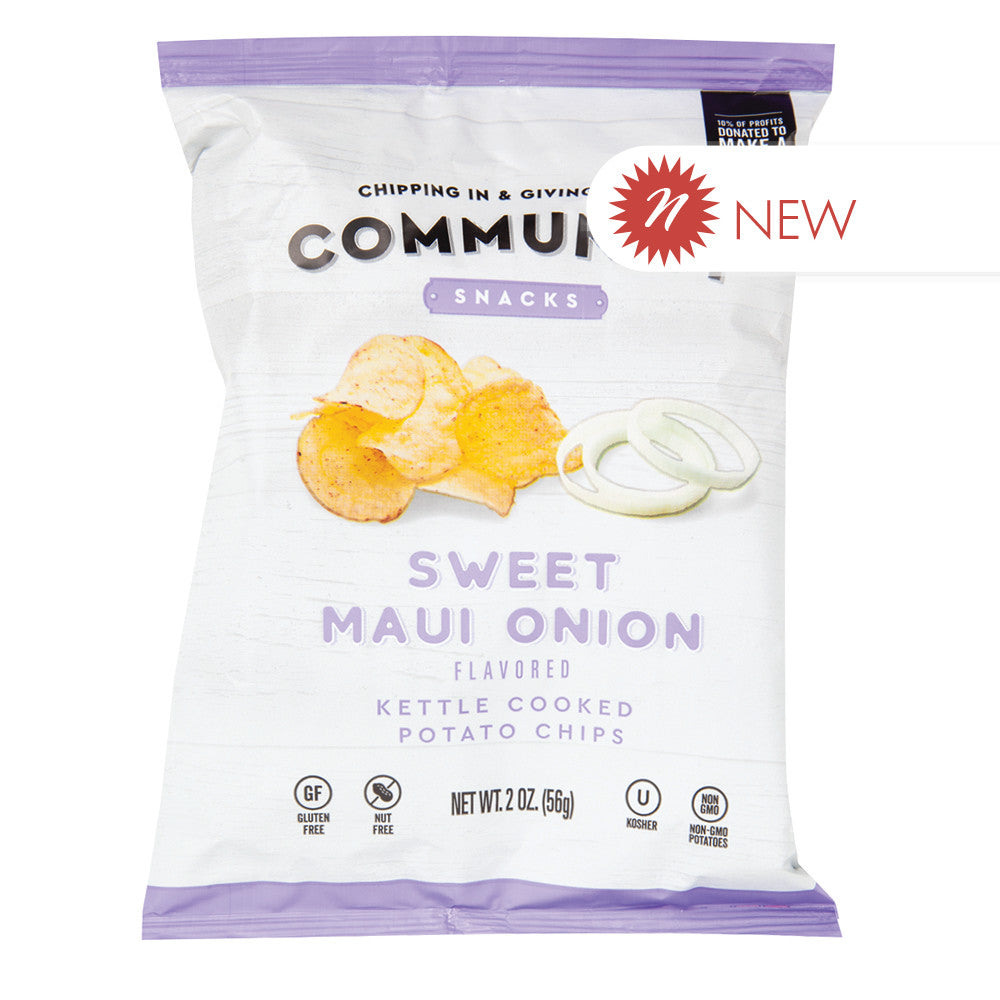 Wholesale Community Snacks Sweet Maui Onion Kettle Cooked Potato Chips 2 Oz Bag-20ct Case Bulk