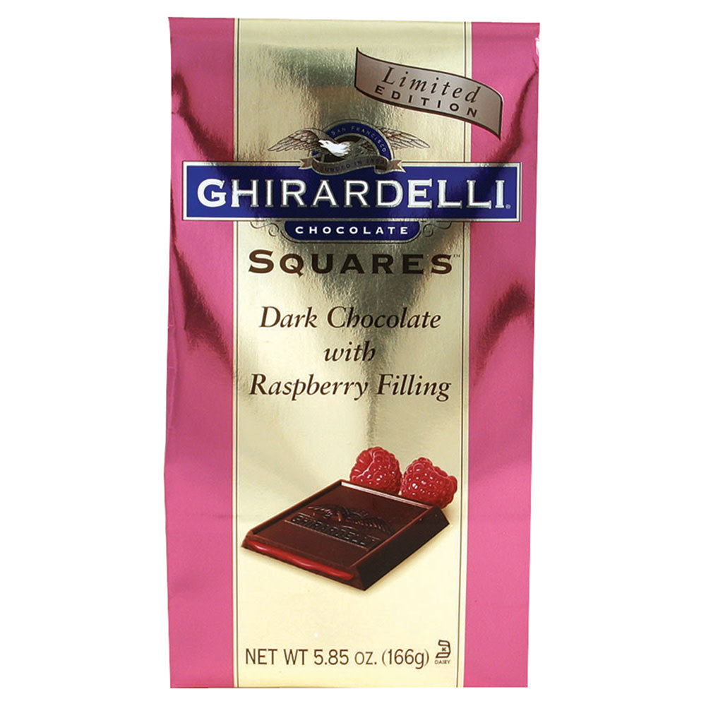 Ghirardelli Dark Chocolate Raspberry Squares 5.32 Oz Bag
