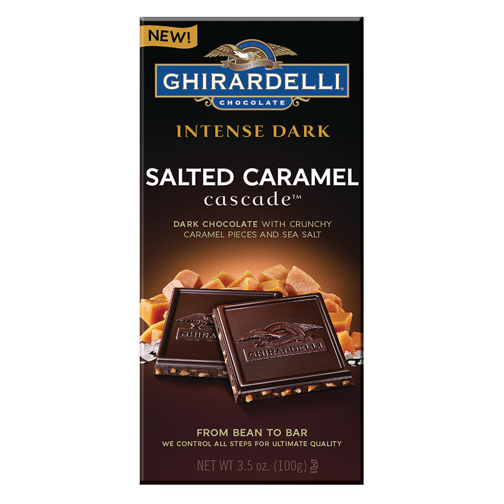 Wholesale Ghirardelli Intense Dark Chocolate Sea Salt Caramel Cascade 3.5 Oz Bar- Bulk